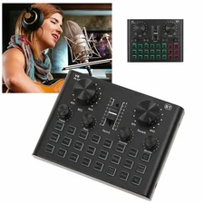 Live Sound Card for Stream 15Effect NEWb Audio Mixer Microphone Voice Changer US
