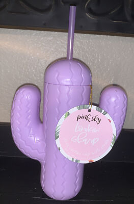 PINK SKY Lookin Sharp 21oz Purple Cactus Cup With Straw FabFitFun - NEW in Box