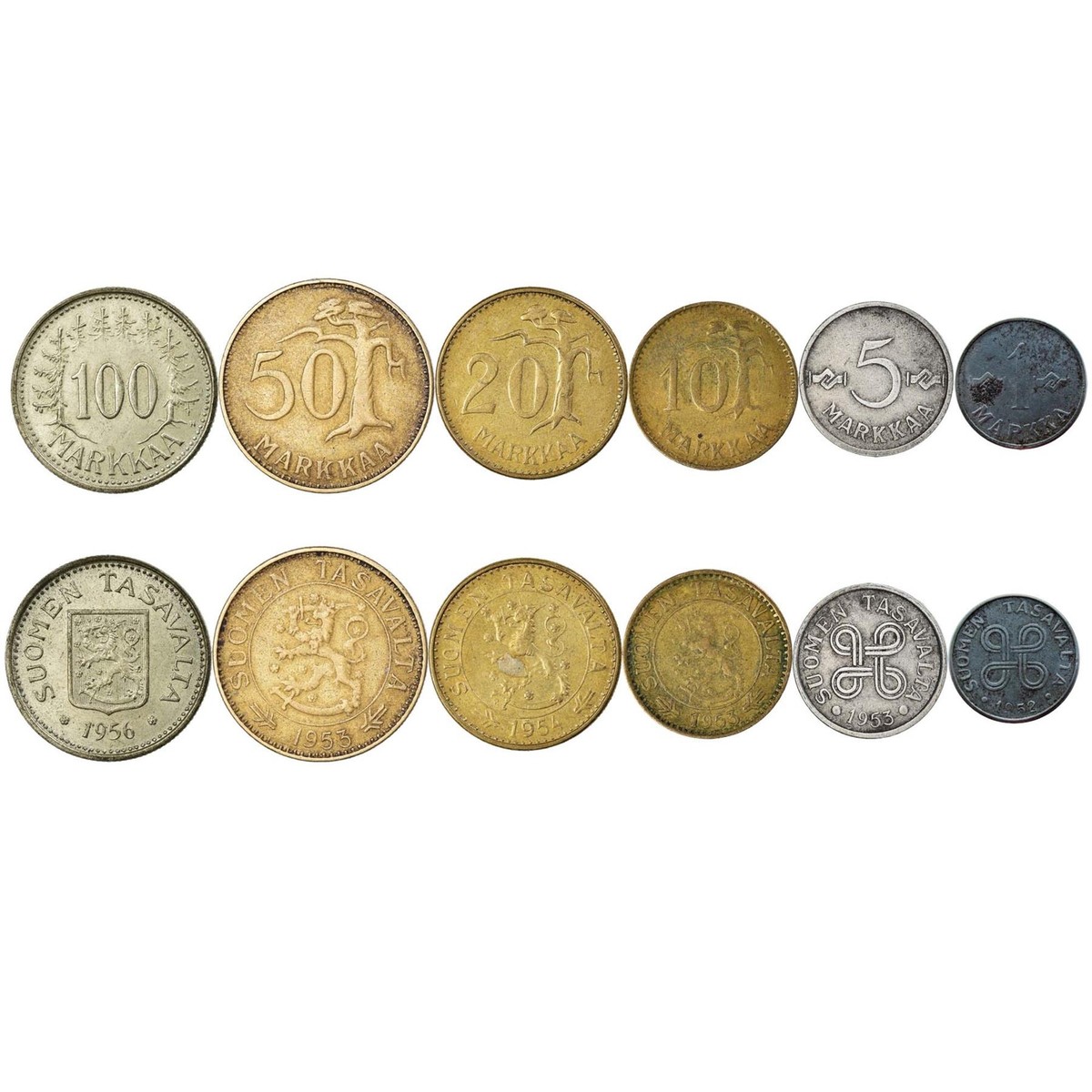 フィンランド 旧貨幣 マルッカ FINLAND MARKKAA 6種類