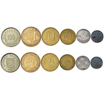 Finnish 6 Coin Set 1 5 10 20 50 100 Markkaa | Finland | 1952