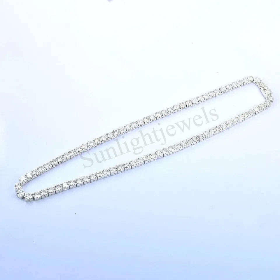 Real 925 Plata de Ley 5 mm Corte Redondo Blanco Diamante Tenis Cadena Collar - Imagen 4 de 4
