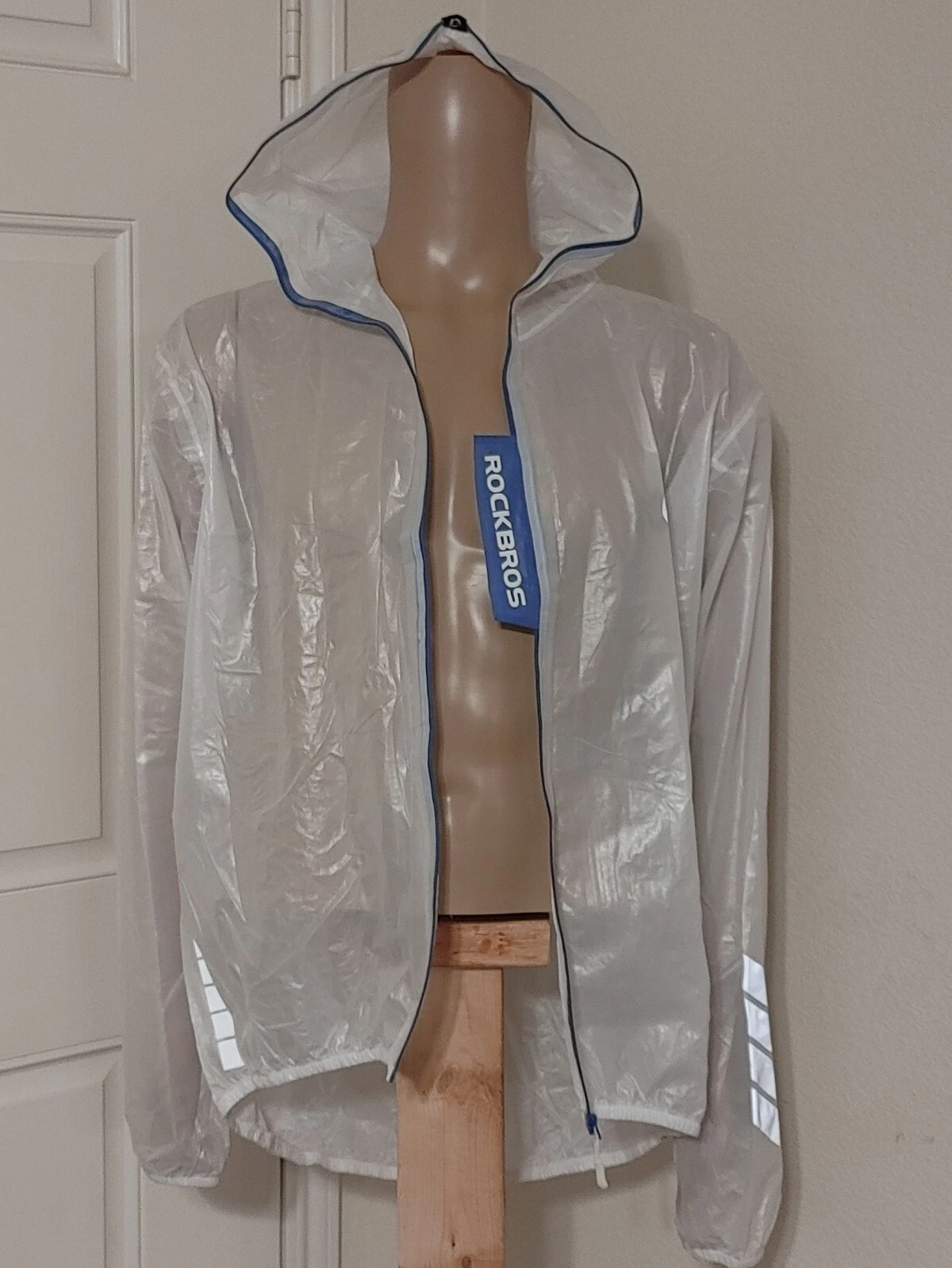 ROCKBROS Mens Silver Polyester Full Zip Running Windproof Hoodie Jacket Size 2XL