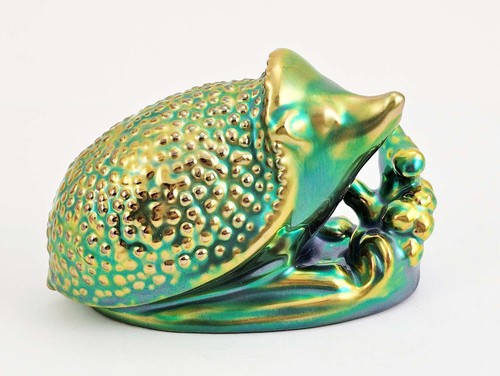 Zsolnay Eosin Hedgehog Figurine with Branch
