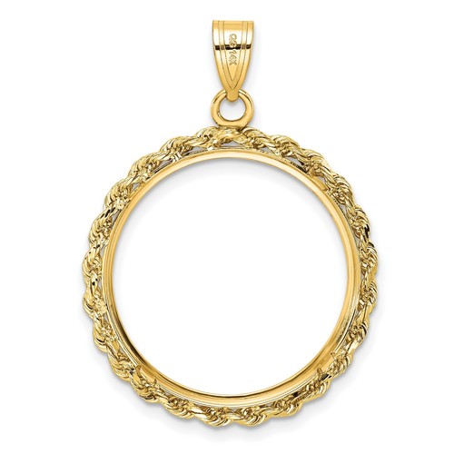2008 $25 1/2 oz American Buffalo Prong Set Petite Rope Coin Bezel in 14k Gold - Picture 3 of 6