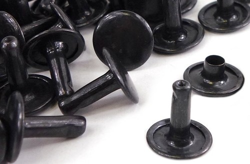 16 Stück Kugelkopf-Nieten Metallic Schwarz - Für Lederhandwerk