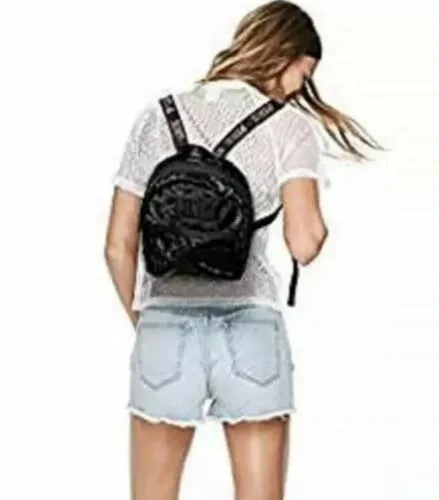 Victoria secret clearance black velvet backpack
