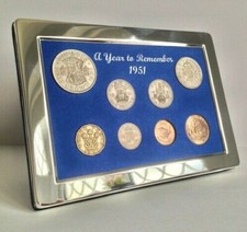 75th Birthday Gift  A Superb 1951 Silver Framed Coin Year Set - Gift Boxed
