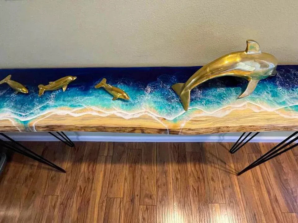 Console Table, Entry Way Table, Custom order, Epoxy resin table, Handmade Table