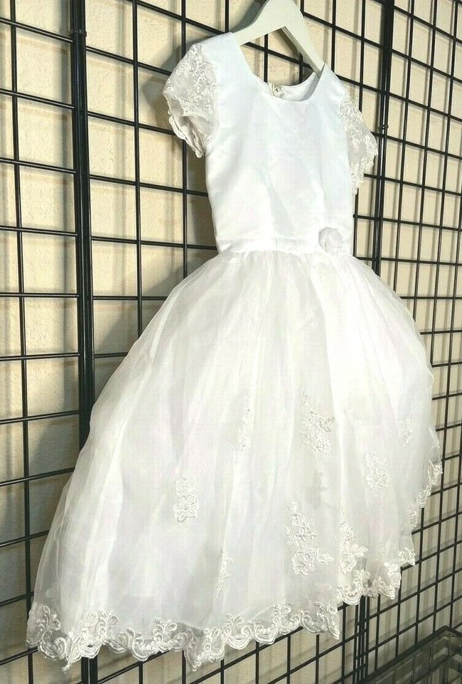 NWT NEW White Satin Tulle Sweetie Pie Pageant/Party/Formal Gown 7Y-Fit 7/8/9Y - Image 3 of 4