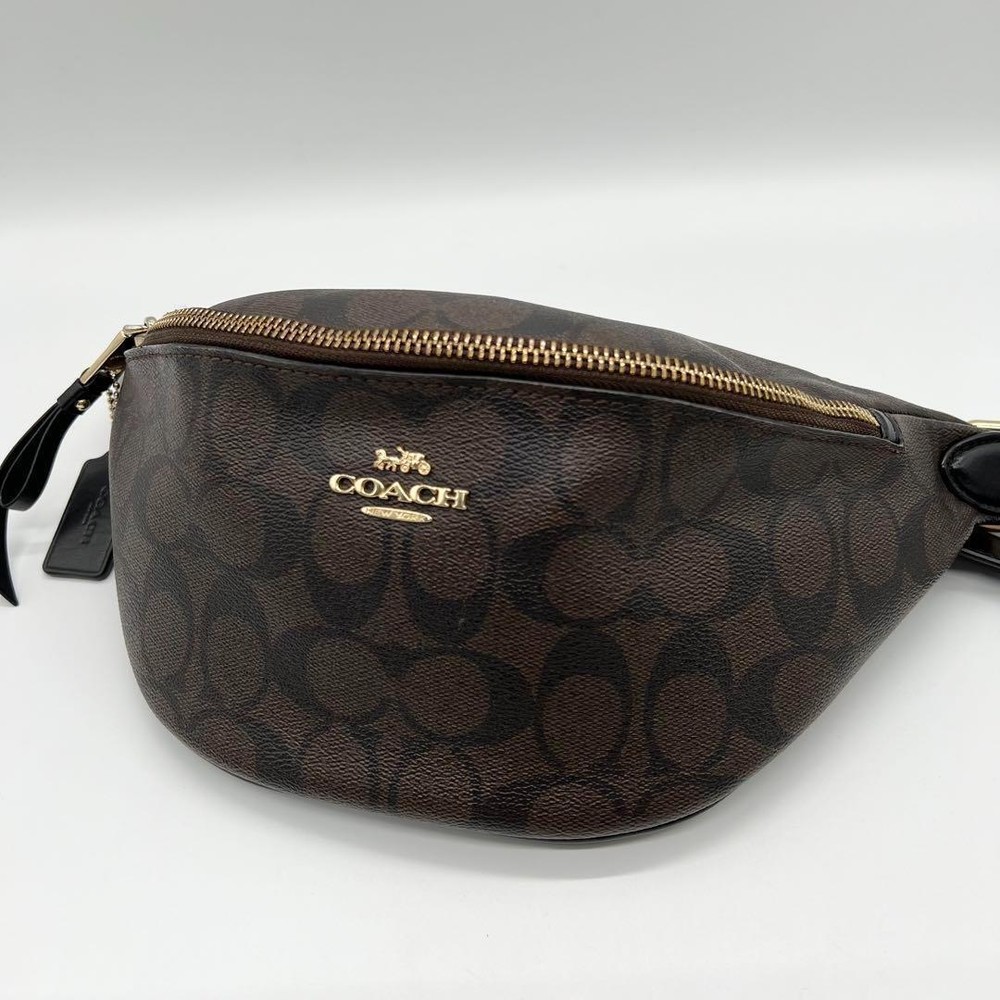 C-1  Coach Signature Waist Bag Pouch Brown