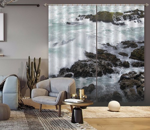 3D Stones Beach 2205 Curtains Drapes