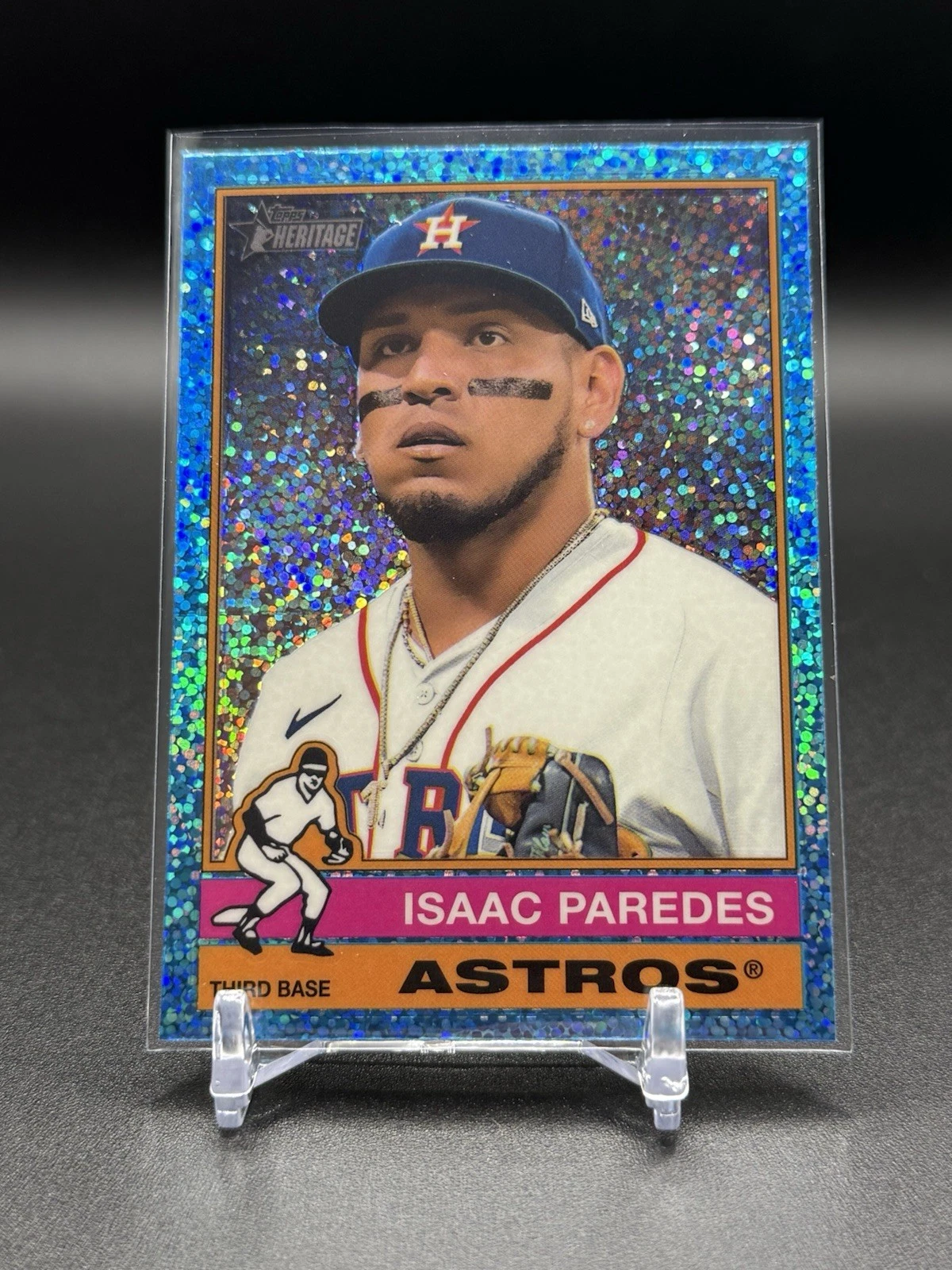 2025 Topps Heritage - Isaac Paredes #8 Chrome Light Blue Sparkle Refractor