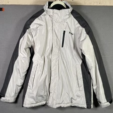 Hawke & Co Jacket Mens Large Gray White Insulated Winter Ski Coat Polyester