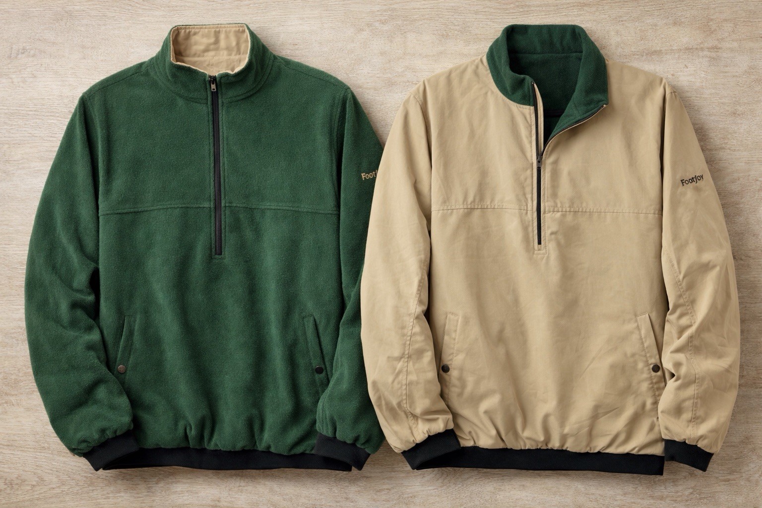 Jacket Tan Windbreaker Green Fleece Reversible