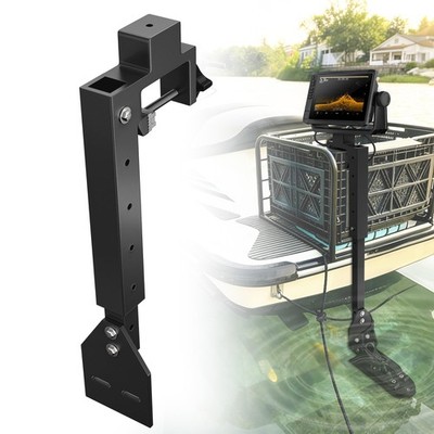 HEIWUKONG Transducer Pole Mount for Boat   Aluminum No-Drill Bracket, Black