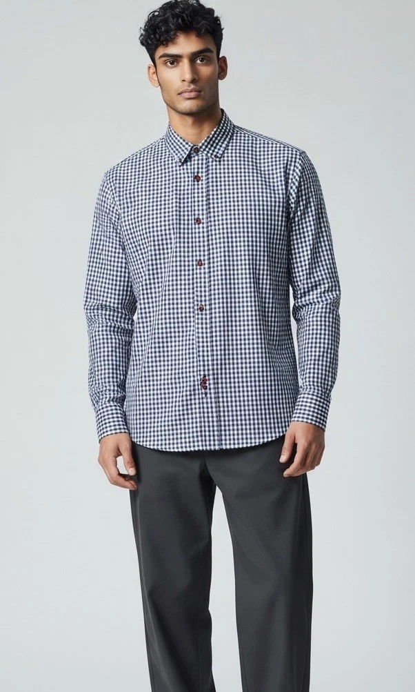 Men's Twillory Navy Micro Check Button Down Dress Shirt Non Iron Safe Cotton M
Opens in a new window
