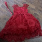 Girls Red Tulle Party Dress By Kensie Girl Size 8 with Sparkles, Ruffle, Flowers — photo 1