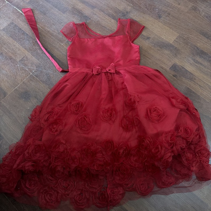 Girls Red Tulle Party Dress By Kensie Girl Size 8 with Sparkles, Ruffle, Flowers