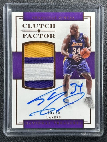 SHAQUILLE O'NEAL 2016 NATIONAL TREASURES #35 CLUTCH FACTOR PATCH AUTO BRONZE /25