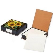 DIY Sunflower Diamond Painting Note Box, Diamond Art PU Sticky Note Holder wi...
