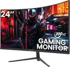 24 Inch 200Hz/180Hz Curved Gaming Monitor, FHD 1080P Frameless Computer Monitors