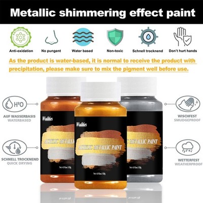 Wadities Metallic Acrylfarbe 375g Gold Silber Bronze Blatt Kunst Bastelbedarf
