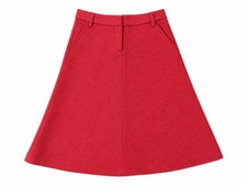 Vintage J Crew 100 Wool Red A Line Front Fly Zip Skirt 2 Herringbone Preppy