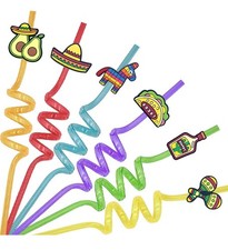 24 Plastic Cinco De Mayo Fiesta Crazy Straws