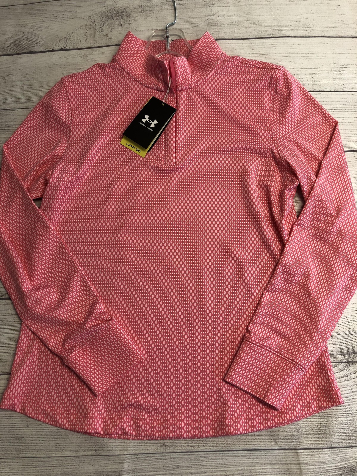 Womens Medium Pink Upf 30 Long Sleeve Quarter Zip Pullover
