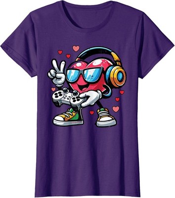 Funny Valentines Day Gamer Heart Gaming Ladies' Crewneck T-Shirt