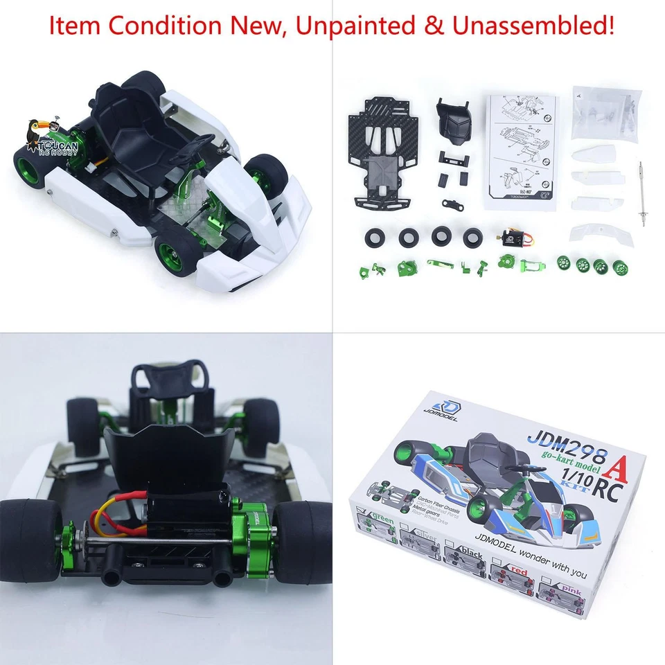 JDM 298A 1/10 Plastic RC Racing Car 4WD RC Go Kart Metal Wheelhub Unassembled - Image 4 of 4