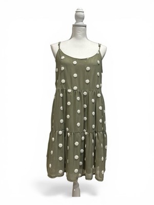 MINE Pistachio Green Polka Dot Summer Dress, Size M
