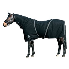 CATAGO Fleecedecke mit Halsteil 135cm schwarz Decke Abschwitzdecke Pferdedecke
