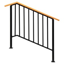 Wood Handrail for 3-4 Step Stair Railing Hand Rail Kit Fits Outdoor Garden Steps