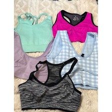 Lot of 5 Sports Bras Womens Seamless Athletic Yoga Workout Fitness Gym Tops S