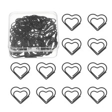 50pcs Black Plastic Metal Heart Clip