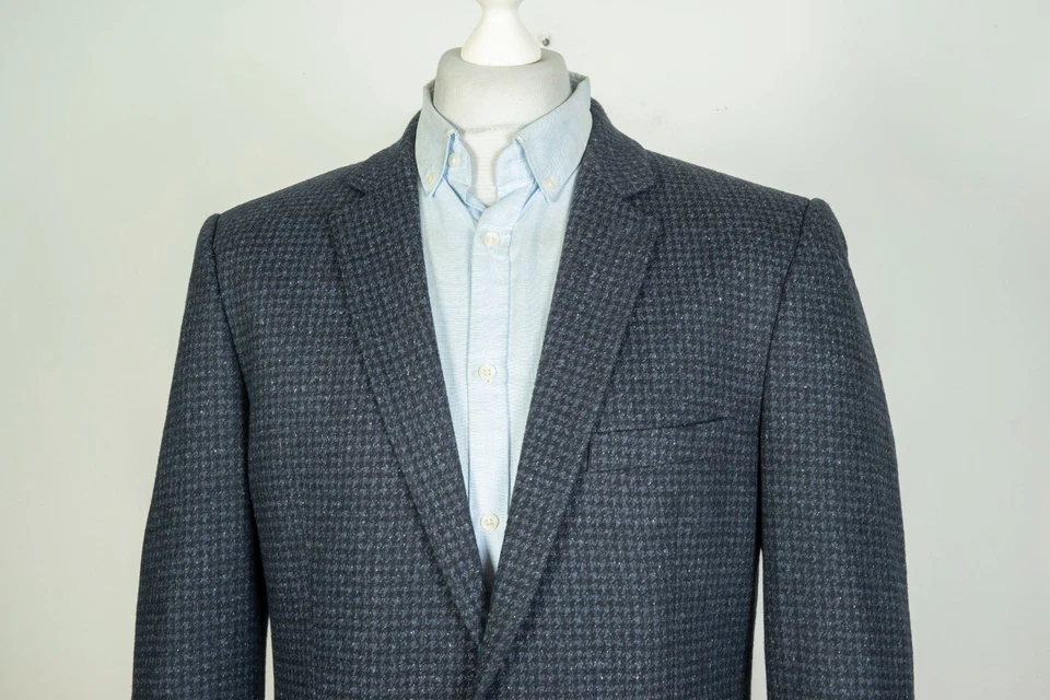 Kiton Napoli Pure Wool Blue Beige Mens Jacket Blazer Size 48 - Image 2 of 4