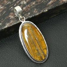 Ciondolo occhio di tigre pietra preziosa etnico fatto a mano gioielli per unisex 2,4" AP-54179