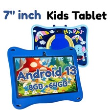 7 inch Android 13 Tablet for Kids 8GB 64GB Ad-Free Content WiFi 5 Dual Camera