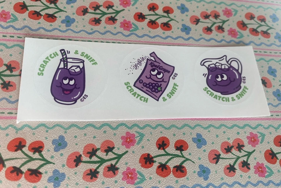 EVERYTHINGSMELLS Grape Drink Scratch N Sniff Small Sticker Strip Of 3 Stickers