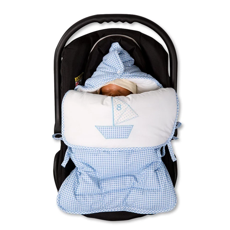 Fuß- und Kuschelsack Gurtschlitz Blue Marine Schlafsack baby blau Schiffmotiv - Bild 2 von 3