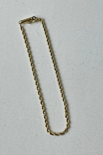 Vintage 14K Yellow Gold 7" Rope Chain Bracelet Barrel Clasp w Safety Delicate