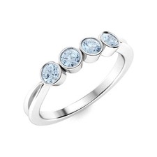 925 Silver Aquamarine Stone Full Eternity Womens day Unique Prong Ring