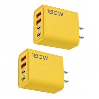 2Pcs Portable 4-Port USB C Quick Wall Charger Block For Cell Phone iPad US Plug