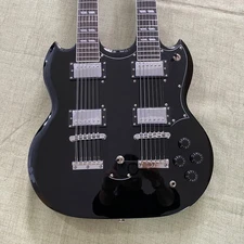 Black Double Neck SG Electric Guitar chrome hardware Custom Cibson