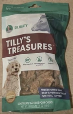New Dr Marty Tilly's Treasures Freeze Dried Beef Liver Dog Treat 4 oz