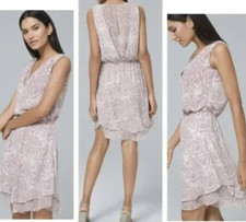 New WHITE HOUSE BLACK MARKET Size 8 Flirty Fit Flare Dress Keyhole Back 99