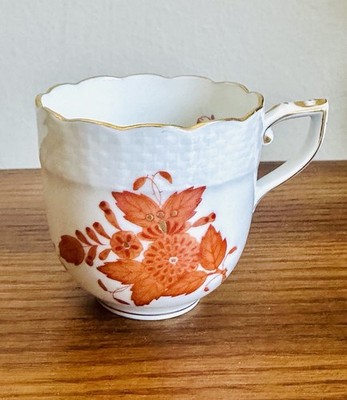 Herend Hungary Chinese Bouquet Rust Apponyi Orang 709 Demitasse Cup - Mint Cond