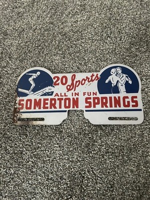 VTG Rare SOMERTON SPRINGS 20 SPORTS license Plate Topper Sign Old Diving, Dance