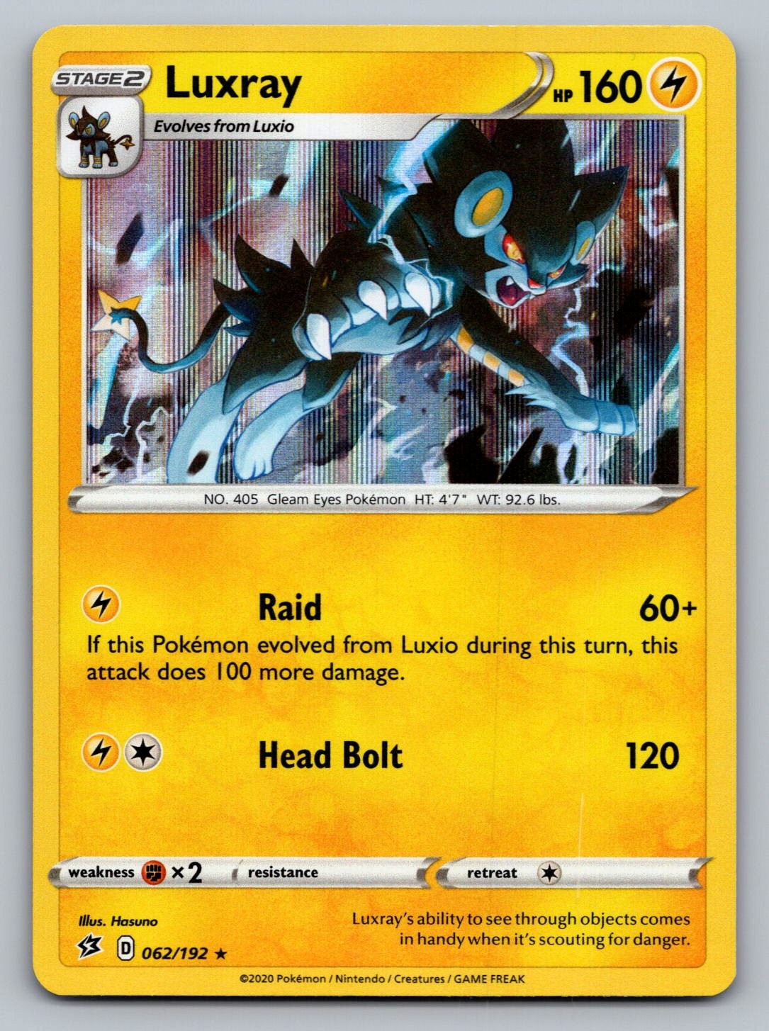 Pokemon TCG SWSH02: Rebel Clash Luxray 062/192